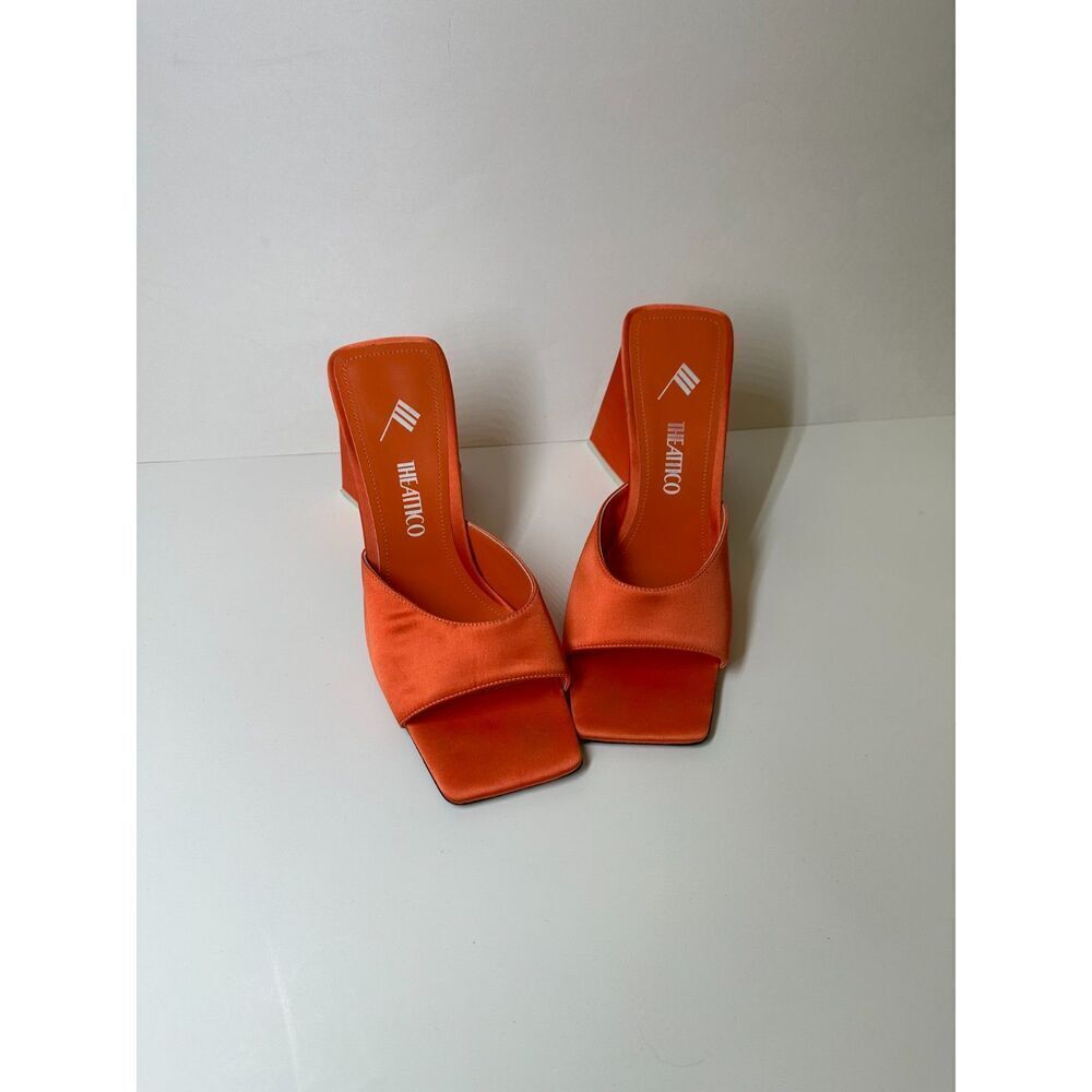 THE ATTICO  Orange Satin Devon Slide Sandals